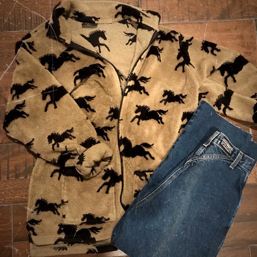 Horse print jacket.